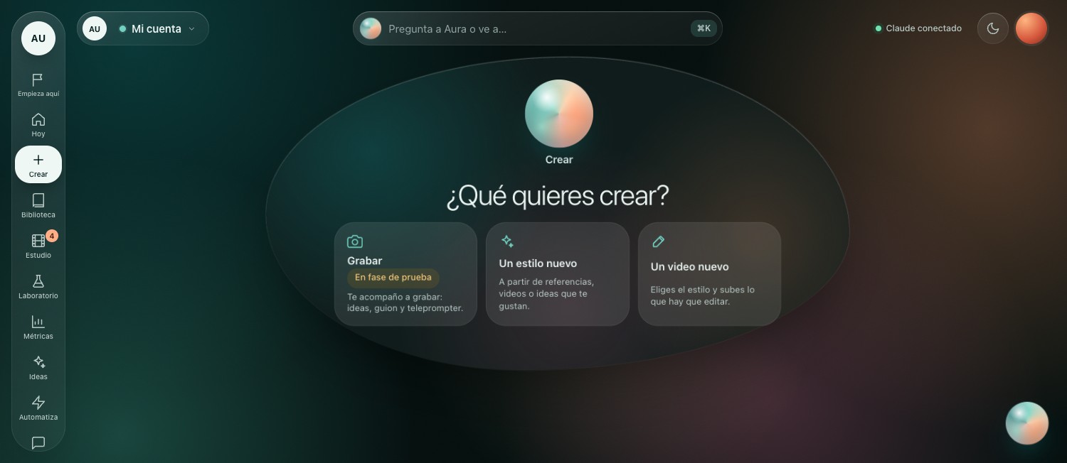 Pantalla Crear de Aura