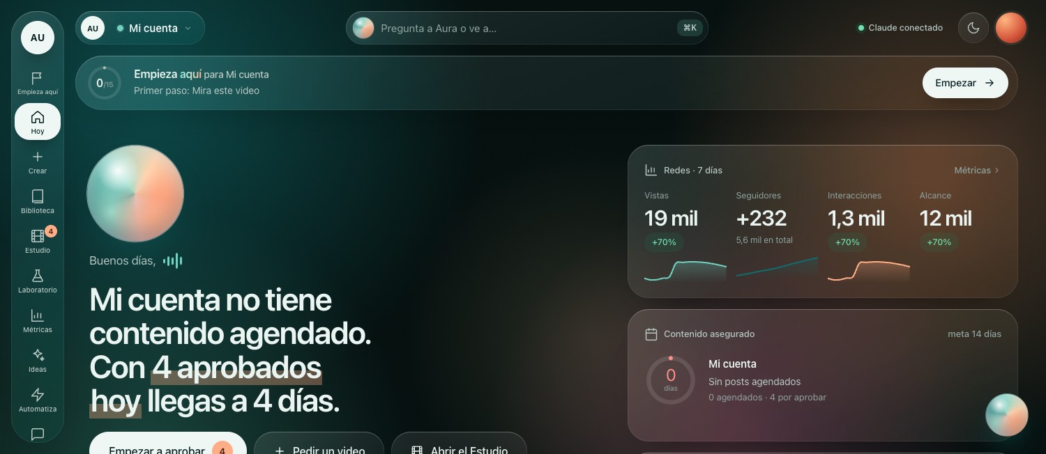 Pantalla Hoy con el contenido agendado